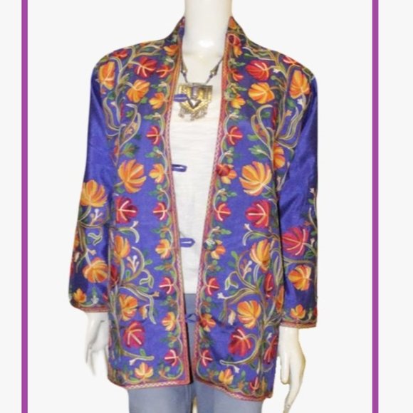 Bright Blue Embroidered Jacket - Picture 3 of 8